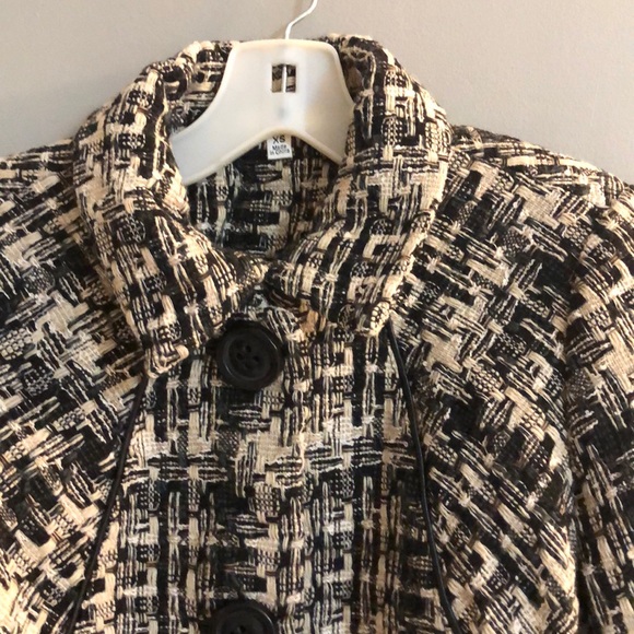 CAbi Jacket Blazer Black White Wool Woven Tweed - Picture 2 of 7